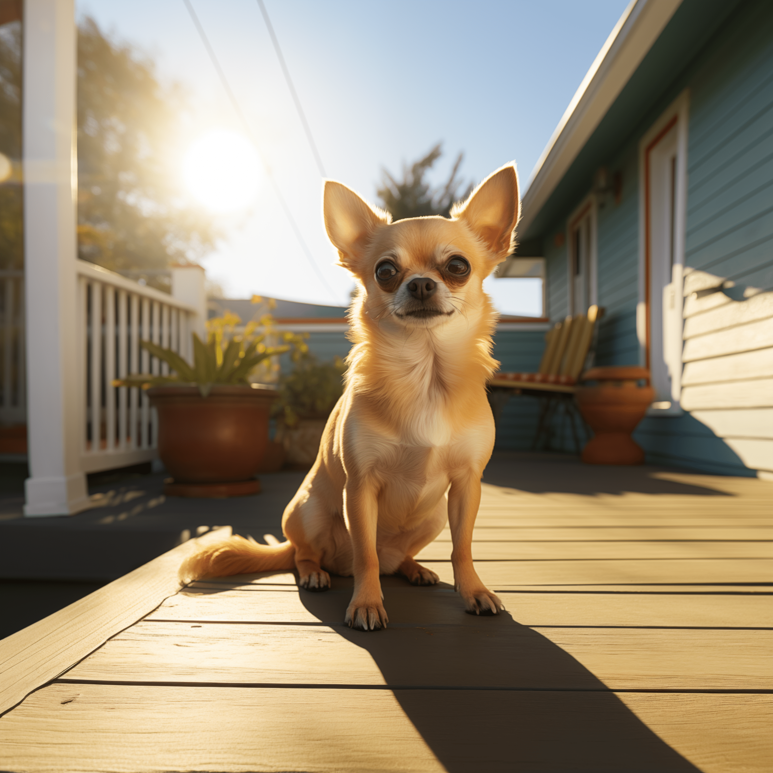 Chihuahua Dog Sitting In Home Porch